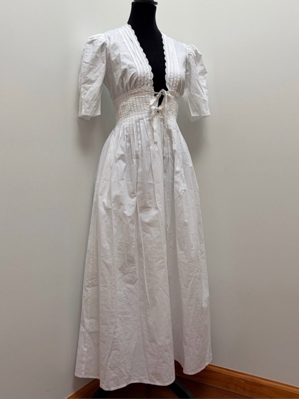 NWT Lovaan- Boehm Short-Sleeve Cotton Midi Dress White Size AU 6 US 2 Summer - Picture 3 of 14